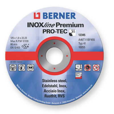 Отрезной круг Premium Pro-tec INOXline, Berner